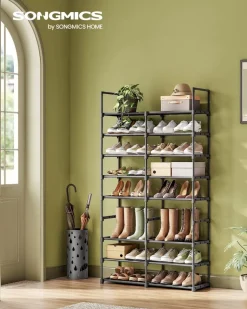 Outlet SONGMICS Étagère à chaussures à 3 niveaux pour 18 paires noir d'encre