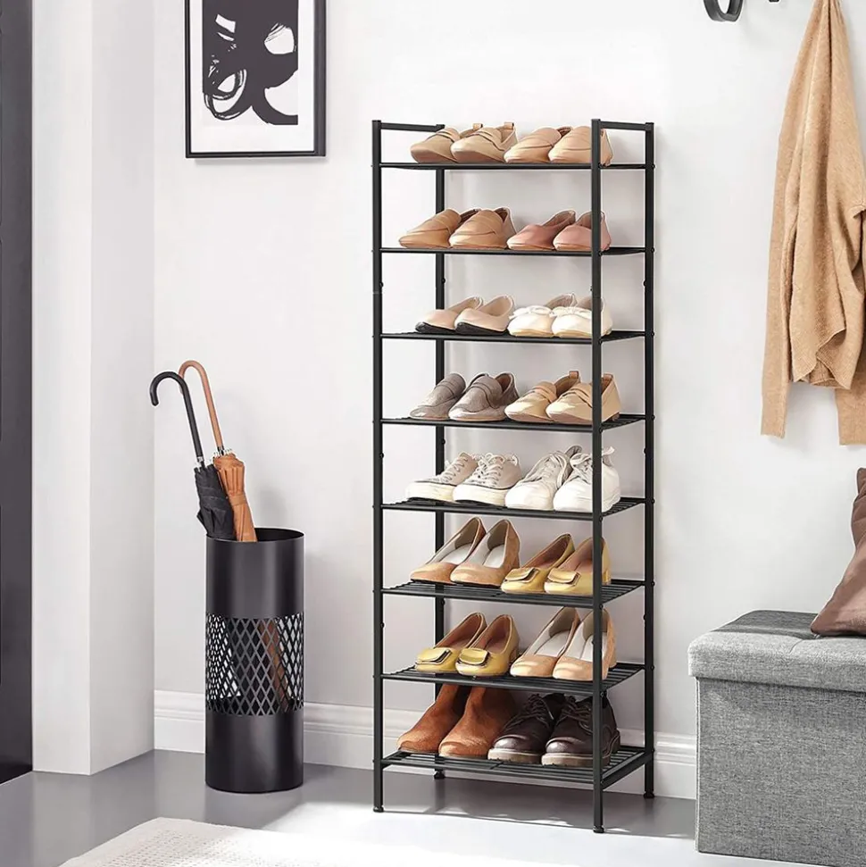 Clearance SONGMICS Étagère à chaussures 8 niveaux Noir