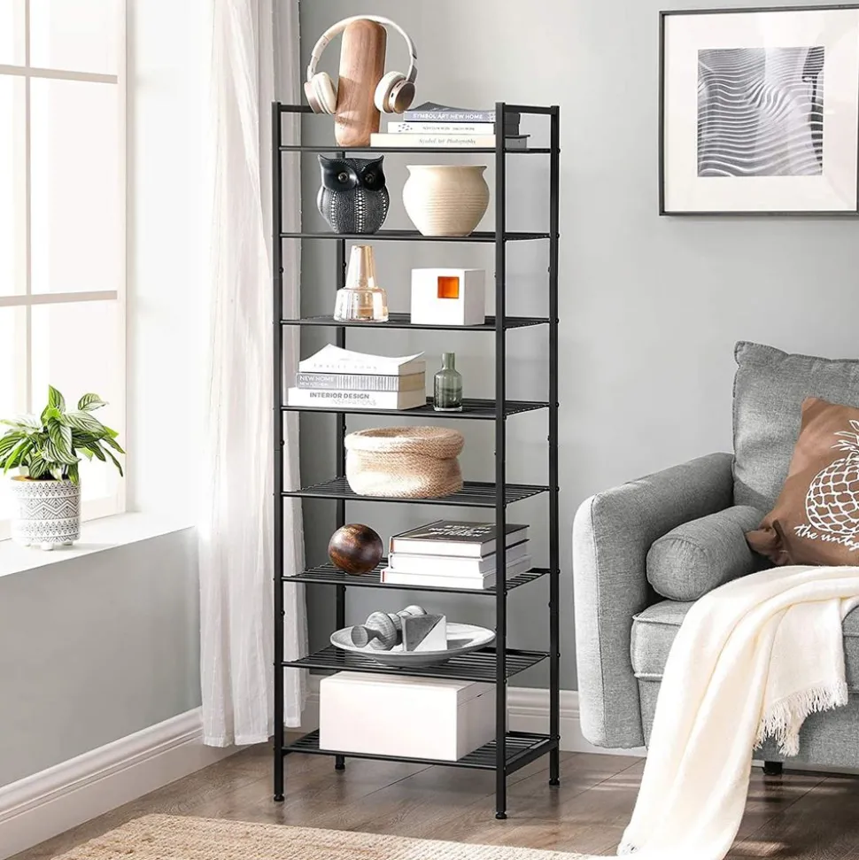 Clearance SONGMICS Étagère à chaussures 8 niveaux Noir