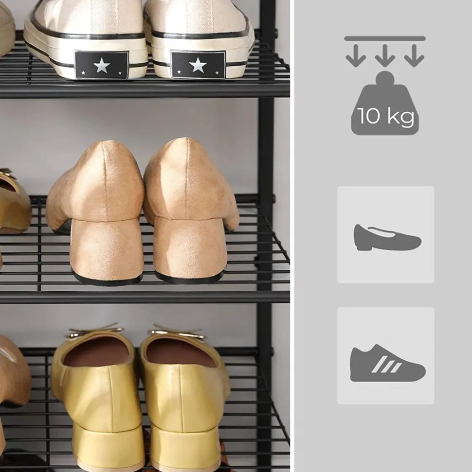 Clearance SONGMICS Étagère à chaussures 8 niveaux Noir