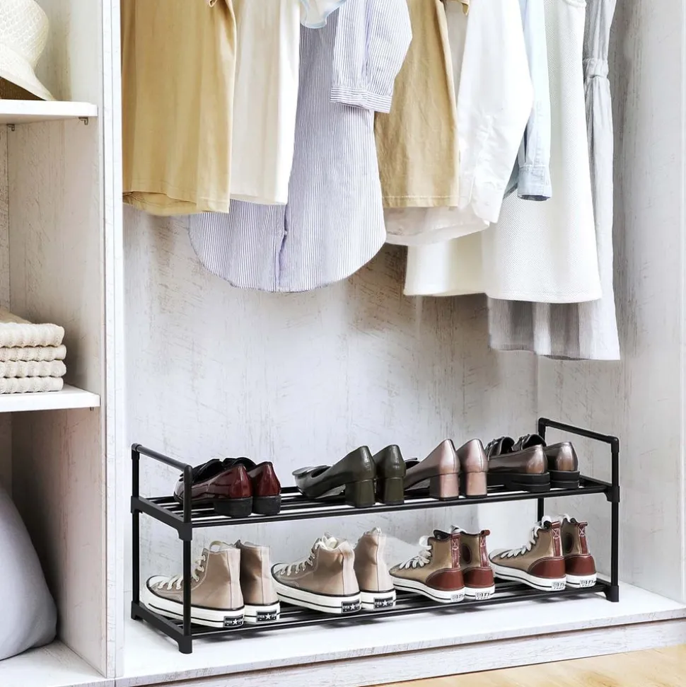 Best SONGMICS Étagère à chaussures 2 niveaux Noir