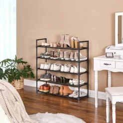 Store SONGMICS Étagère à chaussures 5 niveaux gris Blanc