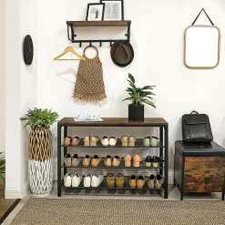 Shop SONGMICS Étagère à chaussures industriel Brun Vintage Noir