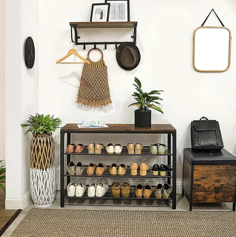 Shop SONGMICS Étagère à chaussures industriel Brun Vintage Noir