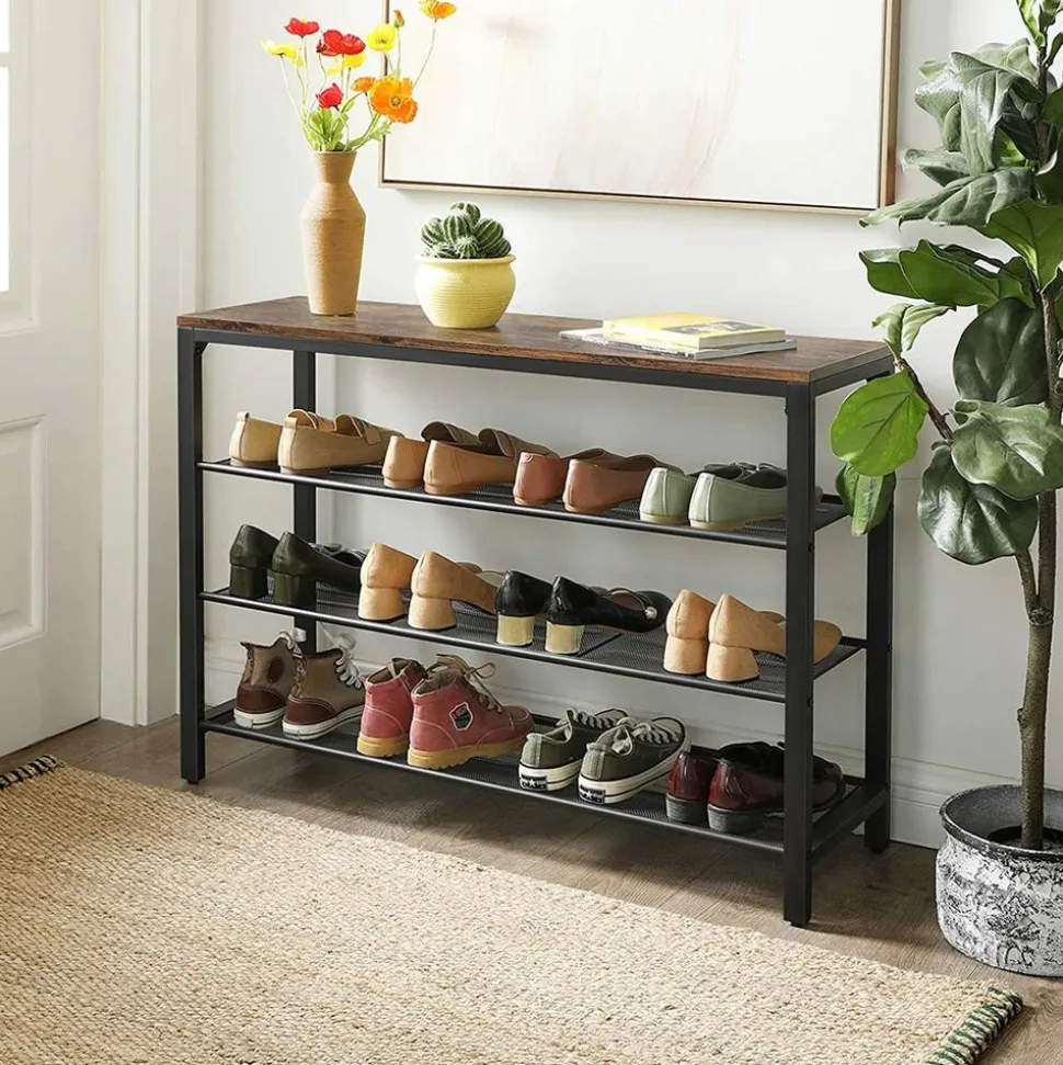 Shop SONGMICS Étagère à chaussures industriel Brun Vintage Noir