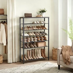 Hot SONGMICS Étagère à chaussures maille Marron Rustique + Noir