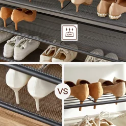 Hot SONGMICS Étagère à chaussures maille Marron Rustique + Noir