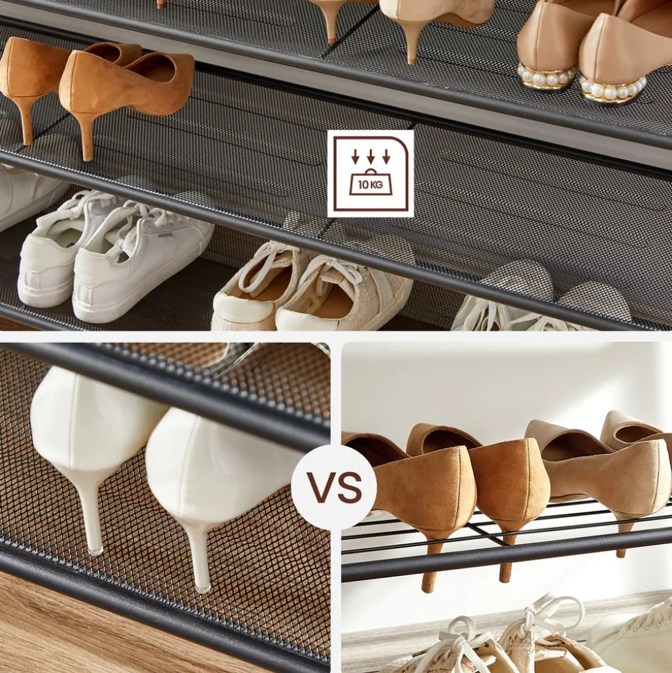 Hot SONGMICS Étagère à chaussures maille Marron Rustique + Noir