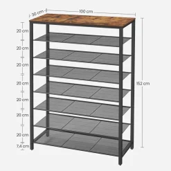 Hot SONGMICS Étagère à chaussures maille Marron Rustique + Noir