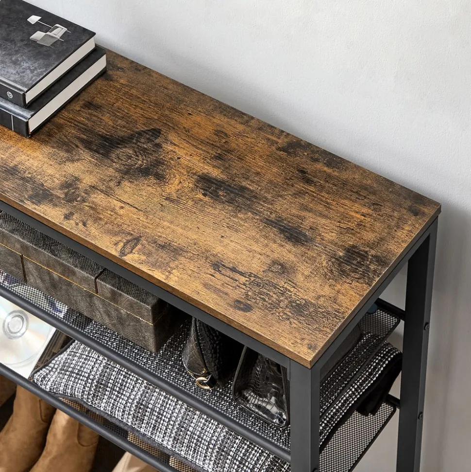 Hot SONGMICS Étagère à chaussures maille Marron Rustique + Noir