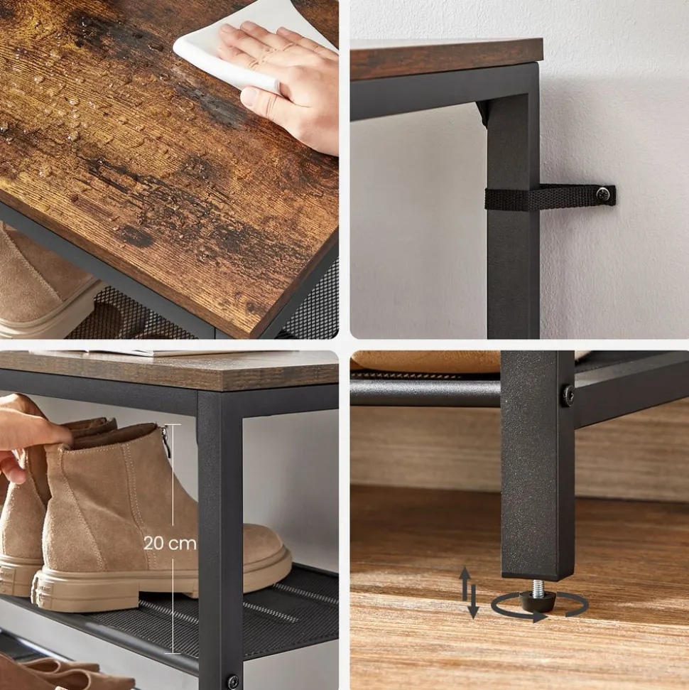 Hot SONGMICS Étagère à chaussures maille Marron Rustique + Noir