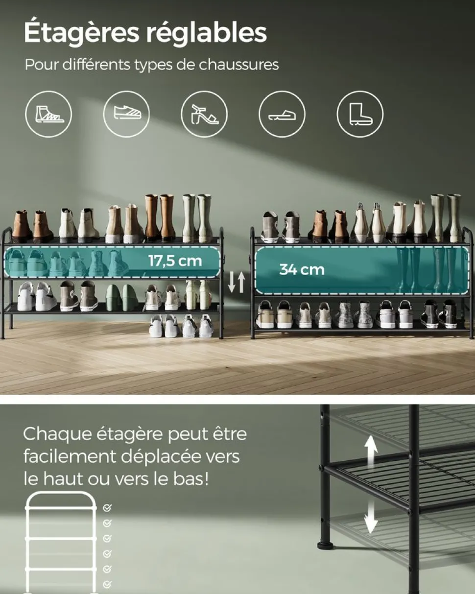 New SONGMICS Étagère à Chaussures Modulable Enfants