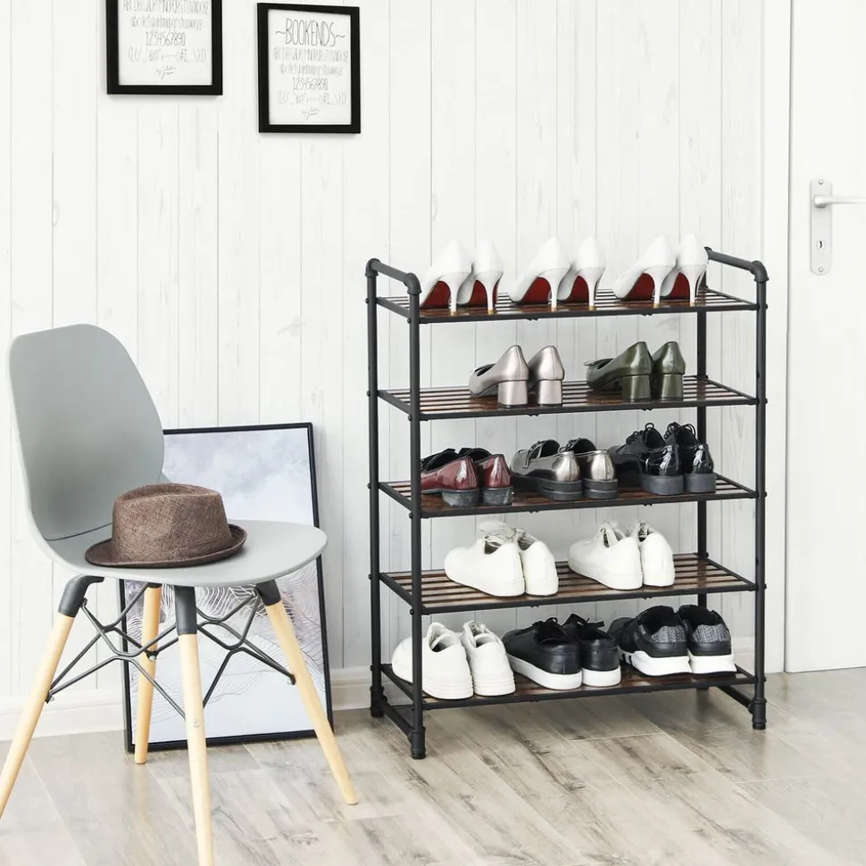 Cheap SONGMICS Étagère à chaussures noir mat Marron Rustique