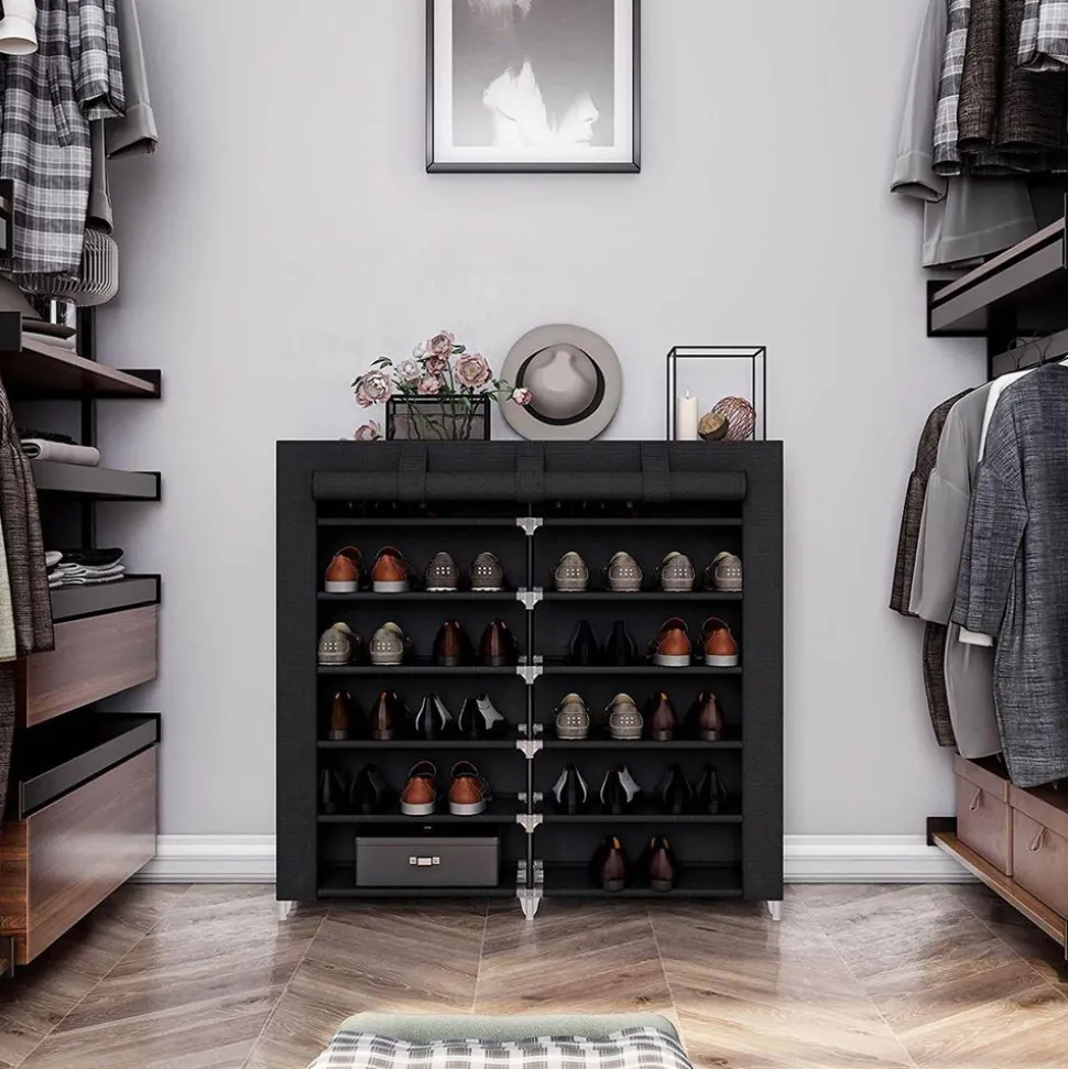 Best Sale SONGMICS Étagère à chaussures tissu noir