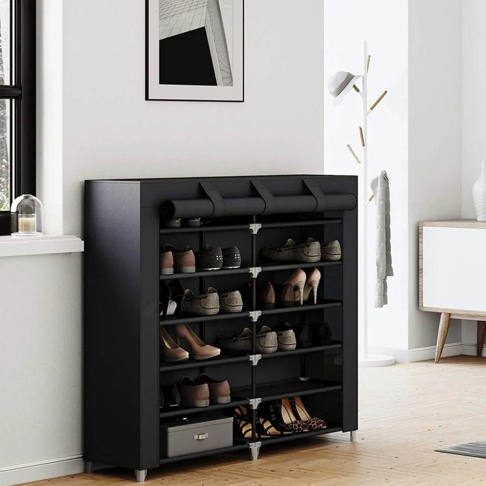 Best Sale SONGMICS Étagère à chaussures tissu noir