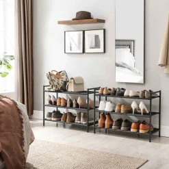 Store SONGMICS Étagère à chaussures tressée Gris