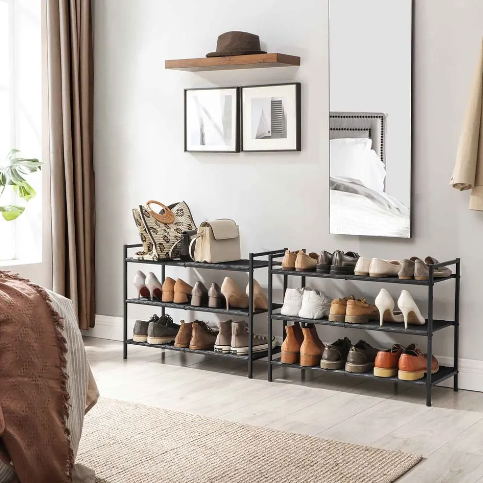 Store SONGMICS Étagère à chaussures tressée Gris