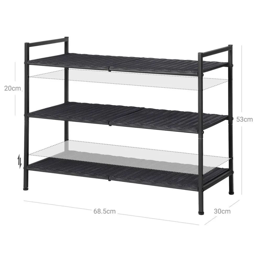 Store SONGMICS Étagère à chaussures tressée Gris