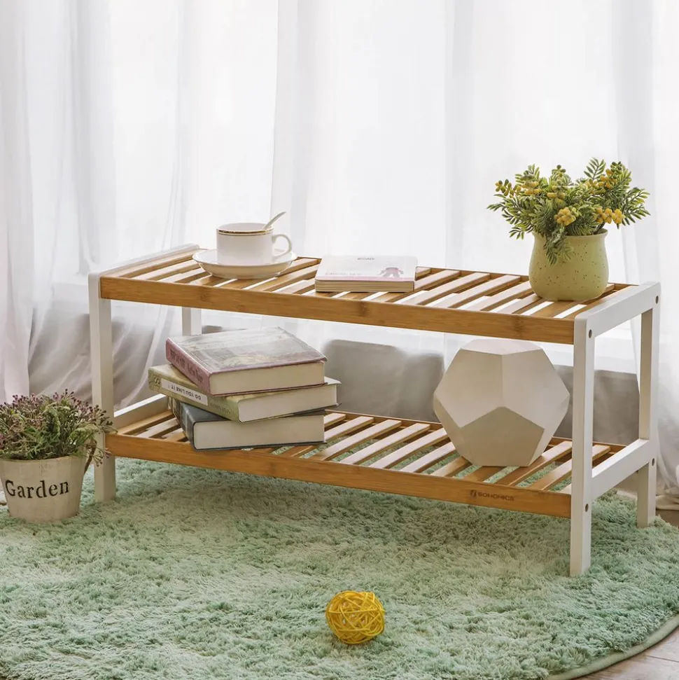 Hot SONGMICS Étagère 2 niveaux bambou