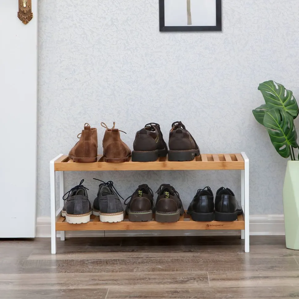 Hot SONGMICS Étagère 2 niveaux bambou