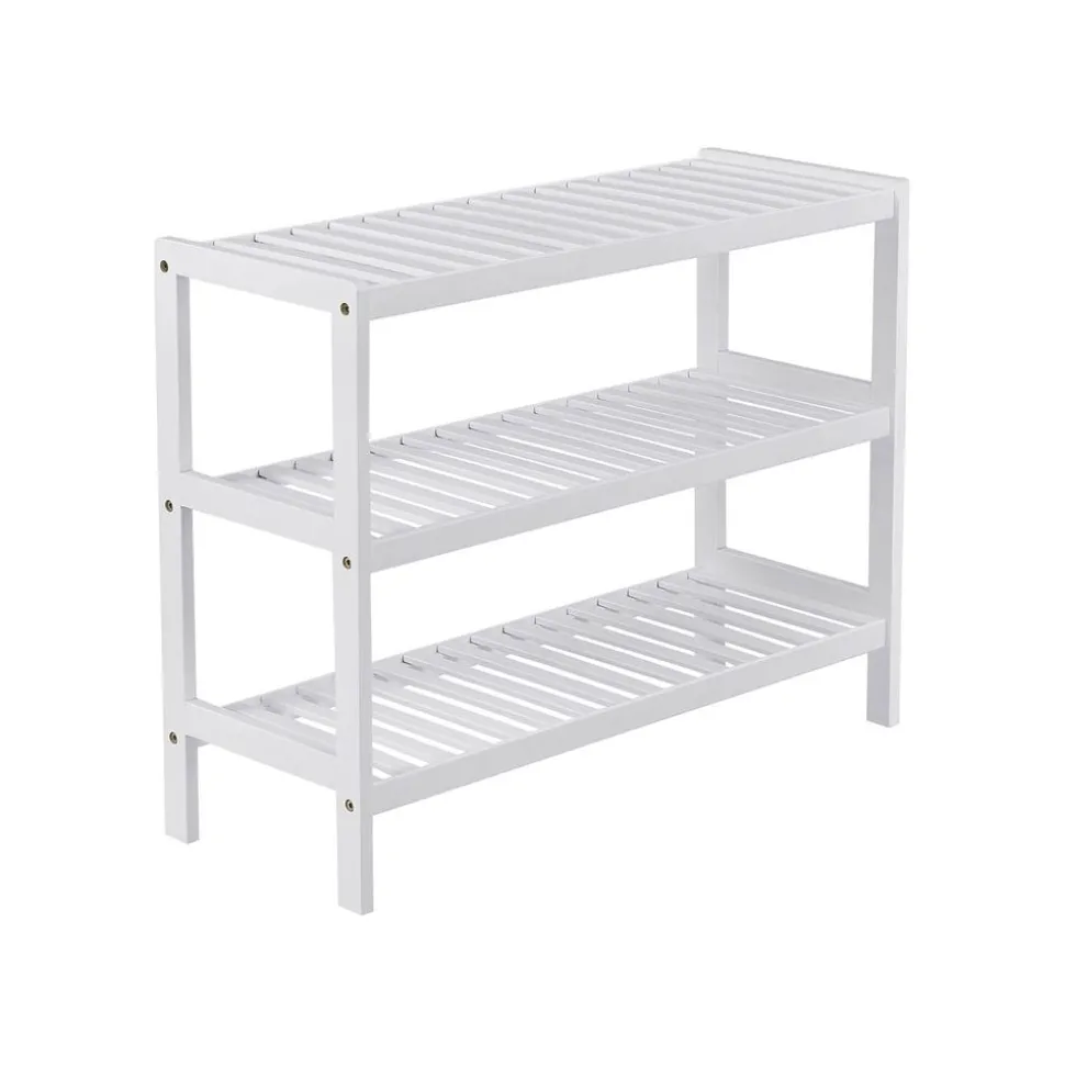 Cheap SONGMICS Étagère 3 niveaux bambou Blanc