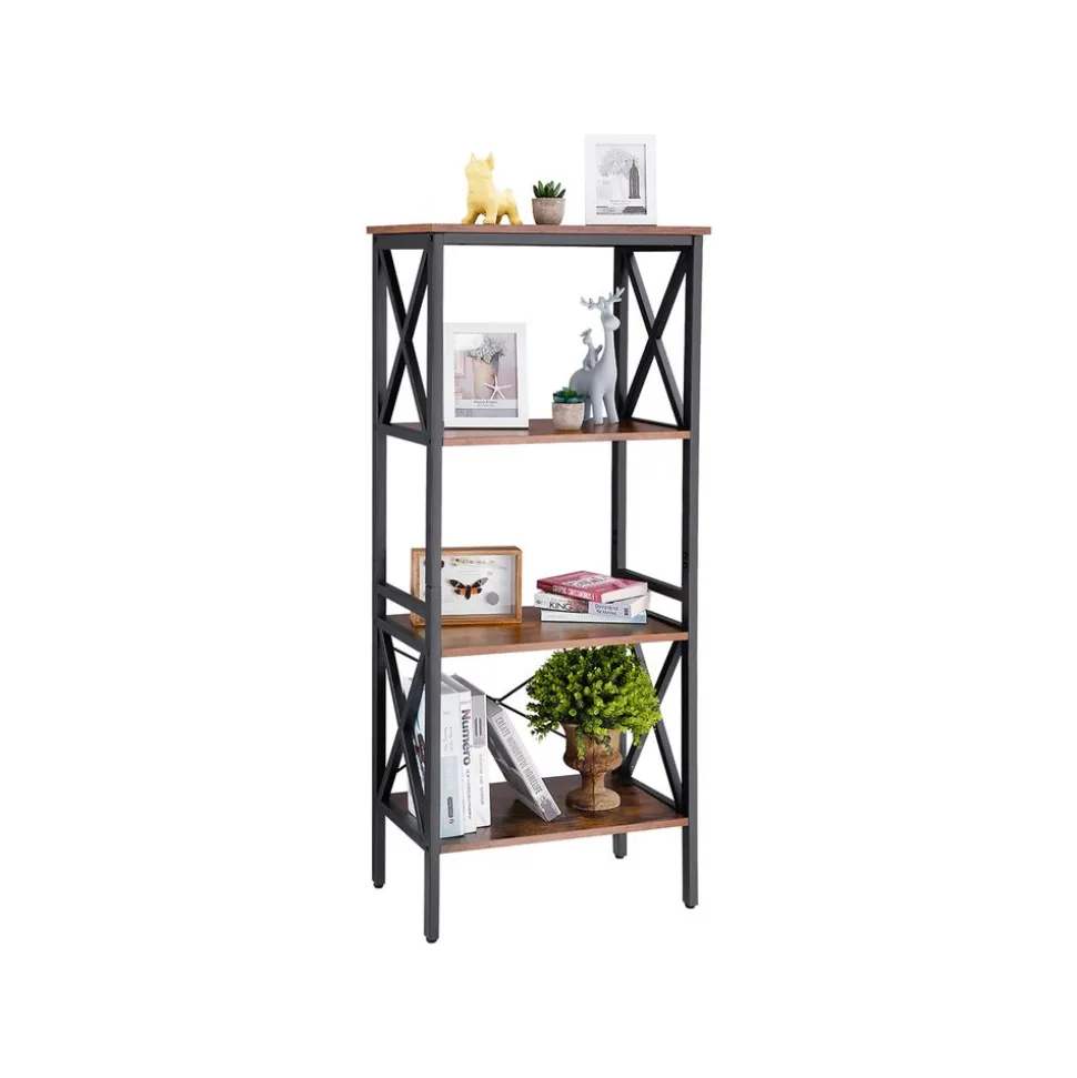 Cheap SONGMICS Étagère 4 niveaux design X Marron Rustique