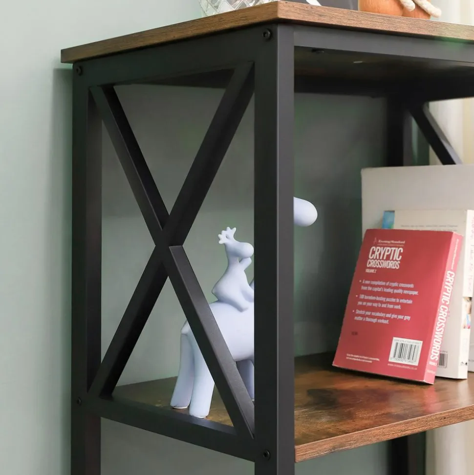 Cheap SONGMICS Étagère 4 niveaux design X Marron Rustique