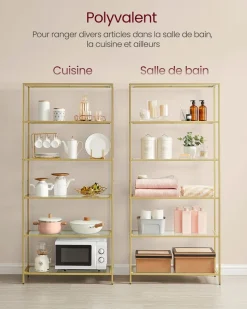 New SONGMICS Étagère 3 niveaux en métal 40 x 65 x 80 cm Noir