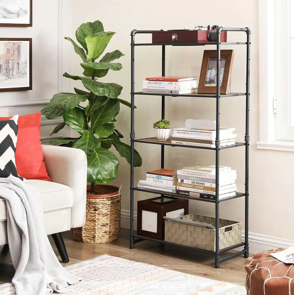 Outlet SONGMICS Étagère 5 niveaux industriel Marron Rustique