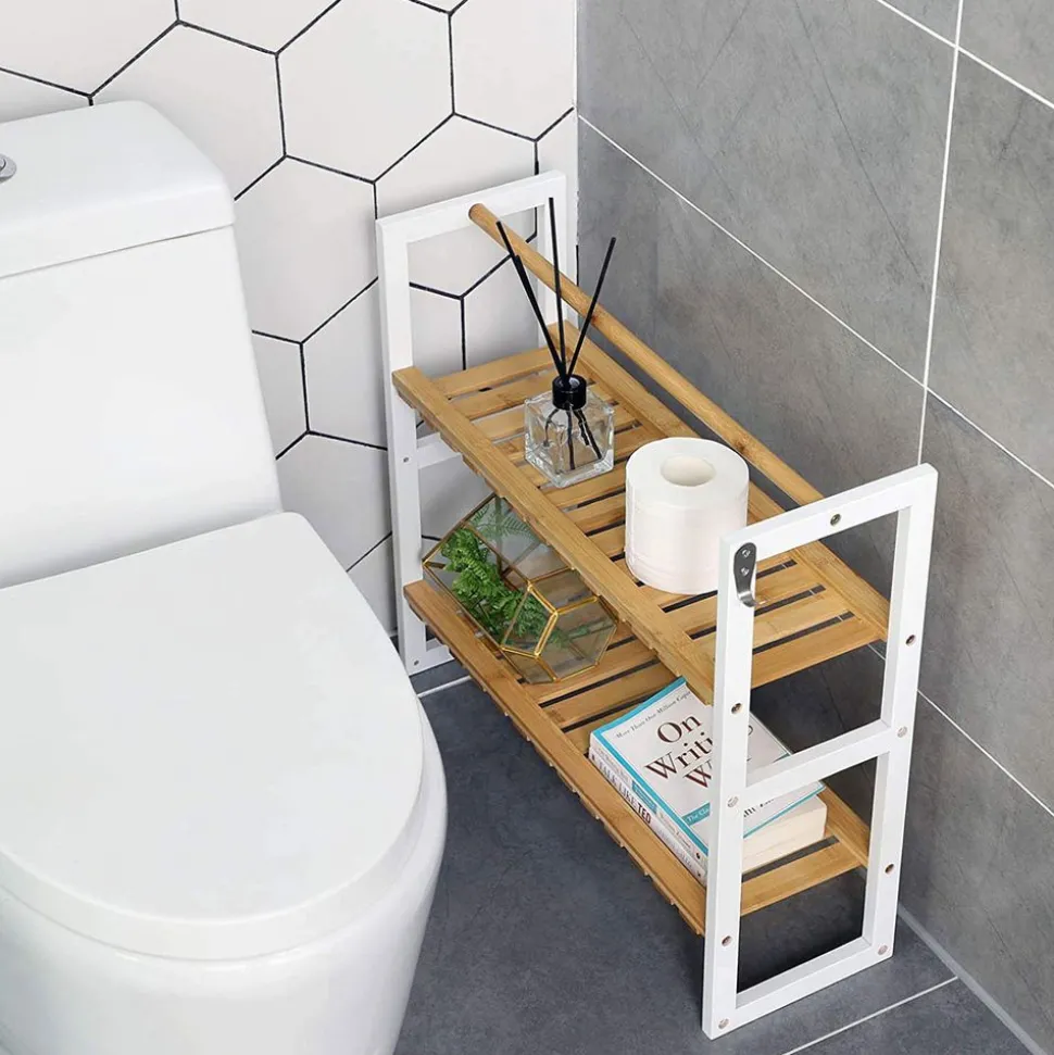 Clearance SONGMICS Étagère bambou Blanc