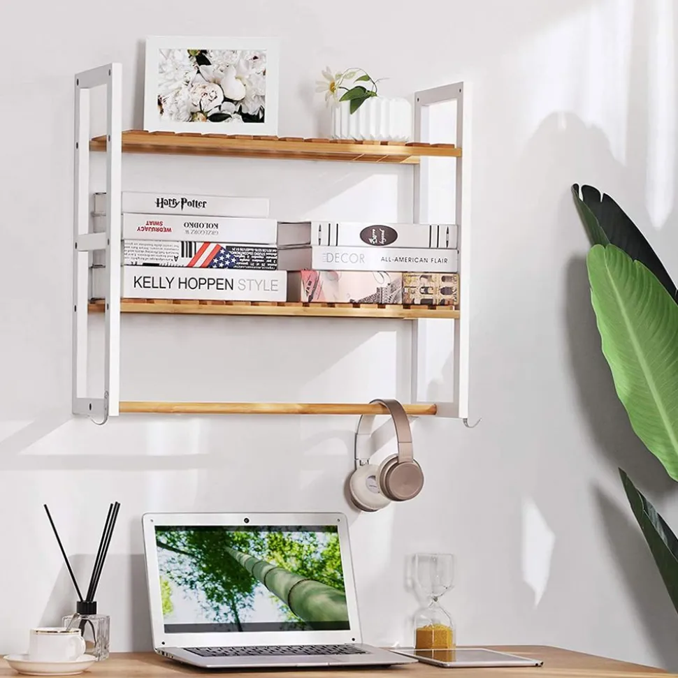 Clearance SONGMICS Étagère bambou Blanc