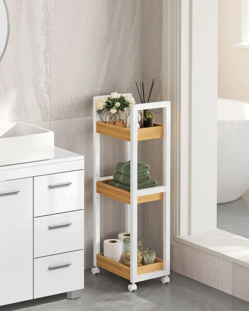 New SONGMICS Étagère chaussure 5 niveaux en métal et tissu oxford 29 x 89 x 92,5 cm 4 crochets marron rustique et noir