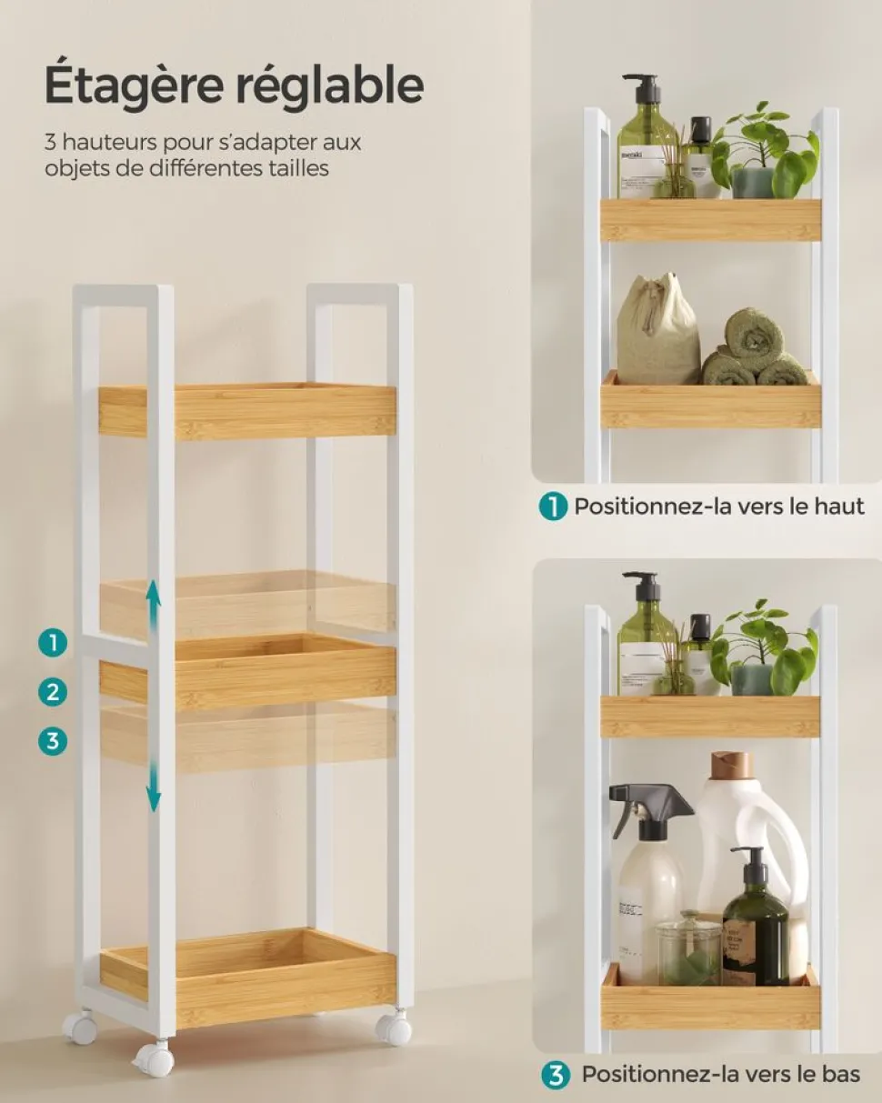 New SONGMICS Étagère chaussure 5 niveaux en métal et tissu oxford 29 x 89 x 92,5 cm 4 crochets marron rustique et noir