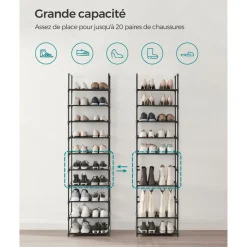 Fashion SONGMICS Étagère chaussures 10 niveaux noir