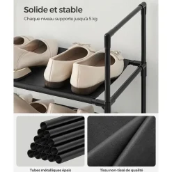 Fashion SONGMICS Étagère chaussures 10 niveaux noir