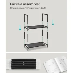 Fashion SONGMICS Étagère chaussures 10 niveaux noir