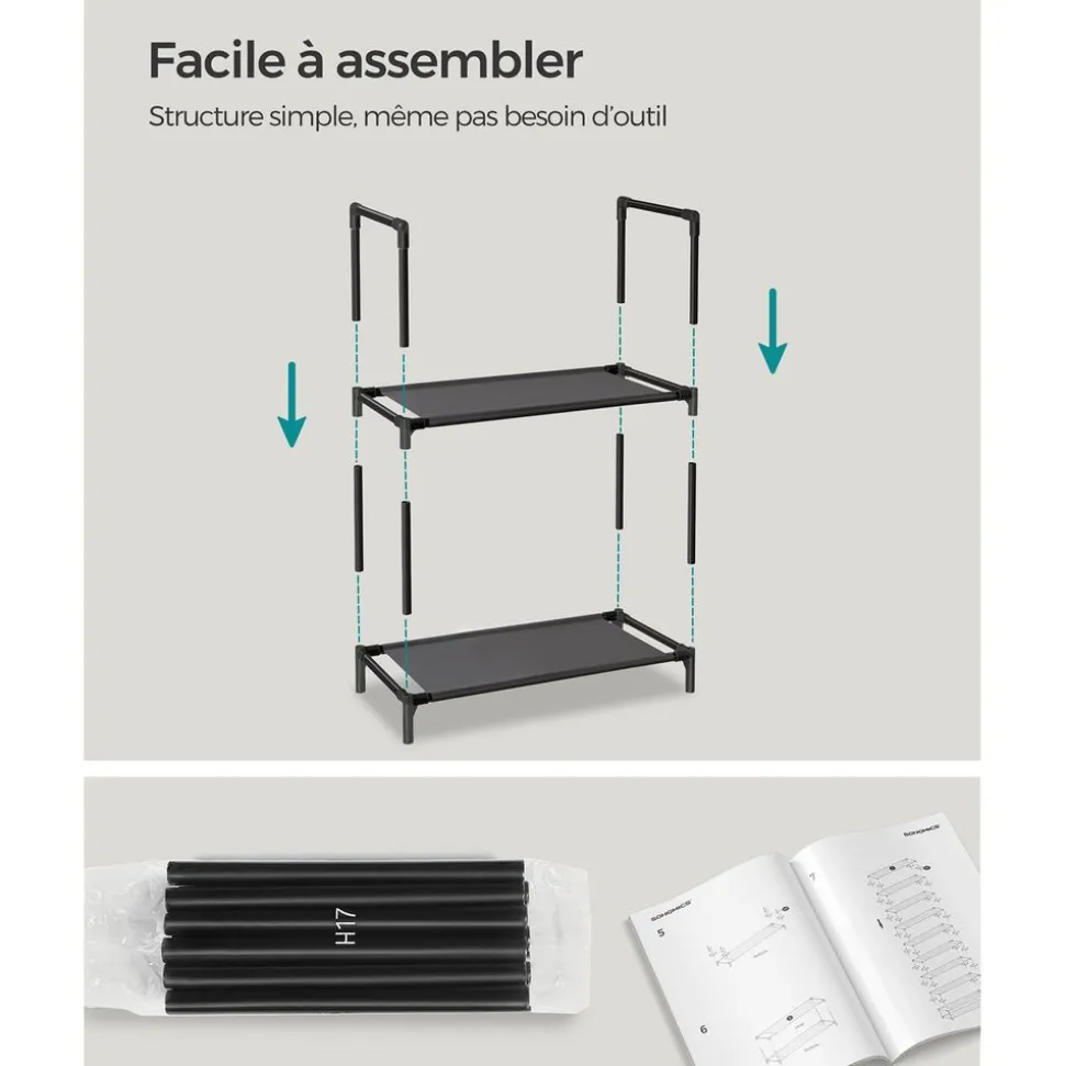 Fashion SONGMICS Étagère chaussures 10 niveaux noir