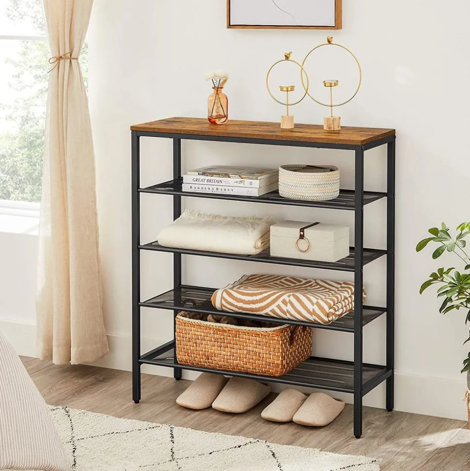 Fashion SONGMICS Étagère chaussures 5 niveaux Blanc