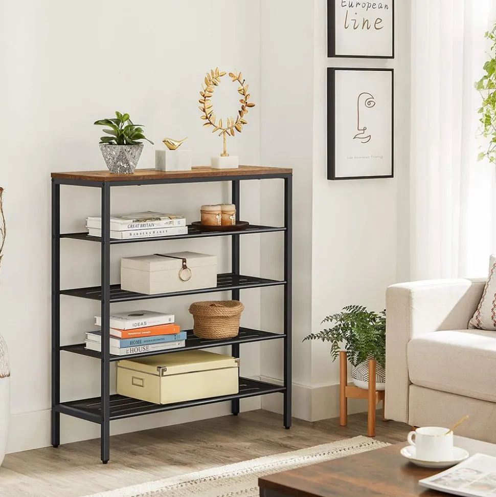 Fashion SONGMICS Étagère chaussures 5 niveaux Blanc