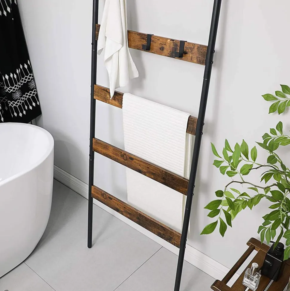Discount SONGMICS Étagère échelle industriel Brun Vintage Noir