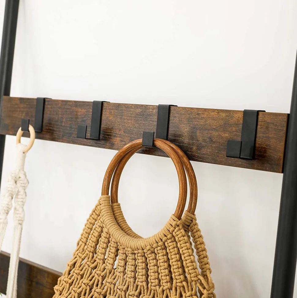 Discount SONGMICS Étagère échelle industriel Brun Vintage Noir