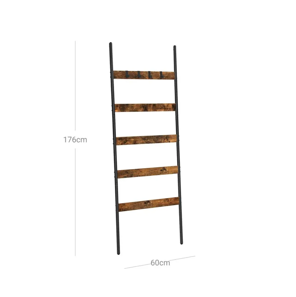 Discount SONGMICS Étagère échelle industriel Brun Vintage Noir