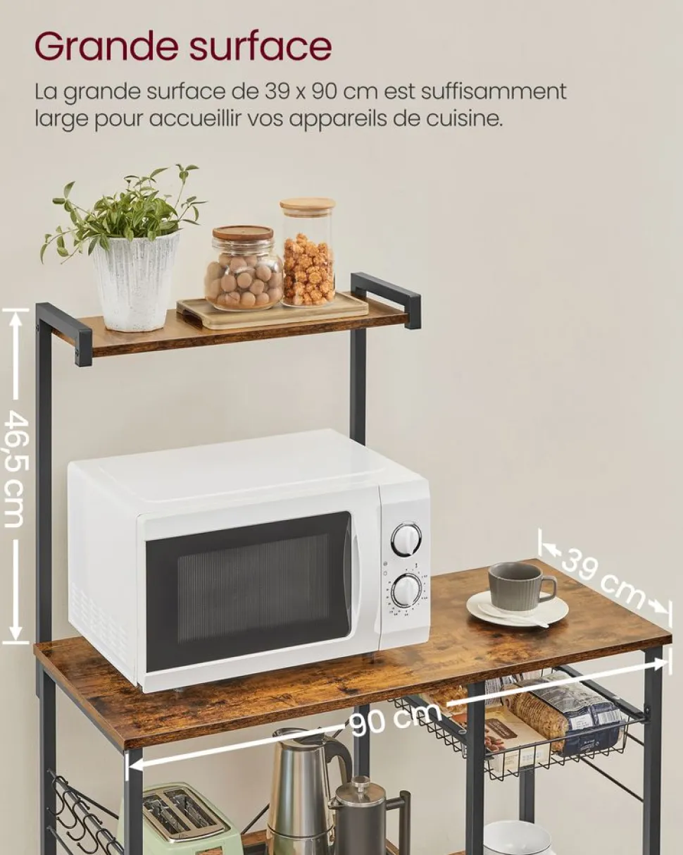 Cheap SONGMICS Étagère cuisine industriel Brun Vintage Noir