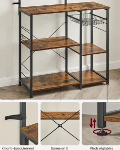 Cheap SONGMICS Étagère cuisine industriel Brun Vintage Noir