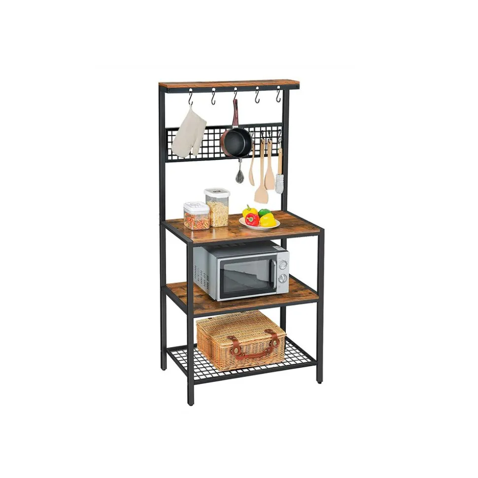 New SONGMICS Étagère cuisine industriel Brun Vintage Noir