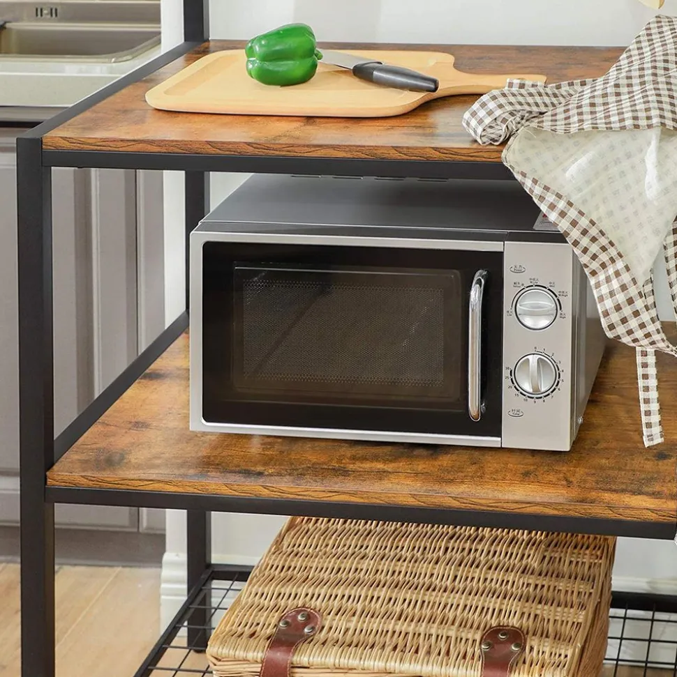 New SONGMICS Étagère cuisine industriel Brun Vintage Noir