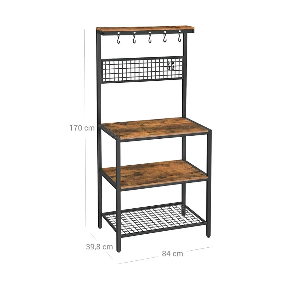 New SONGMICS Étagère cuisine industriel Brun Vintage Noir