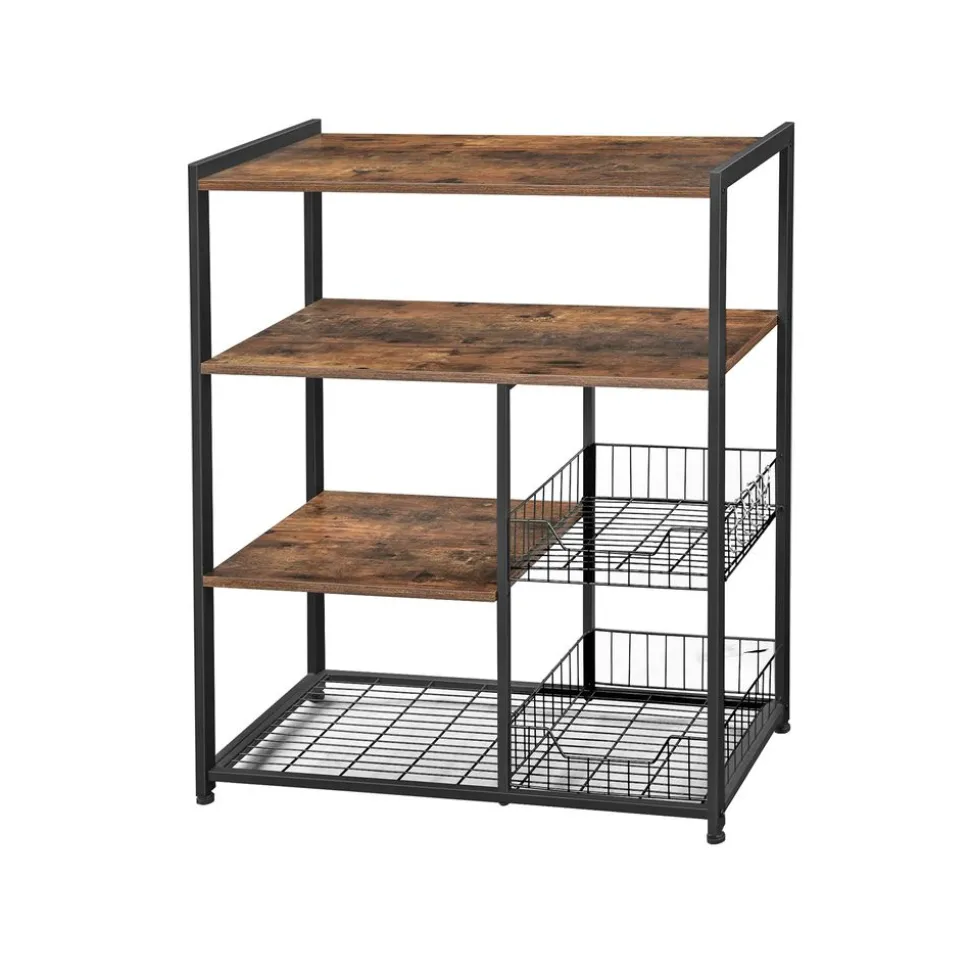 Clearance SONGMICS Étagère cuisine industriel Brun Vintage Noir