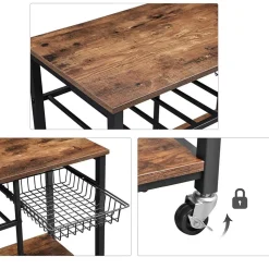 Cheap SONGMICS Étagère cuisine roues industriel Marron Rustique