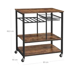 Cheap SONGMICS Étagère cuisine roues industriel Marron Rustique
